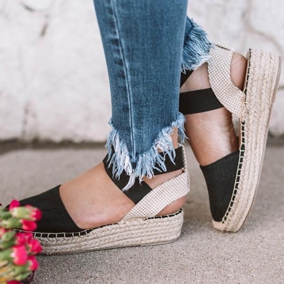 Black Espadrille Flatforms - Picture 3 of 4